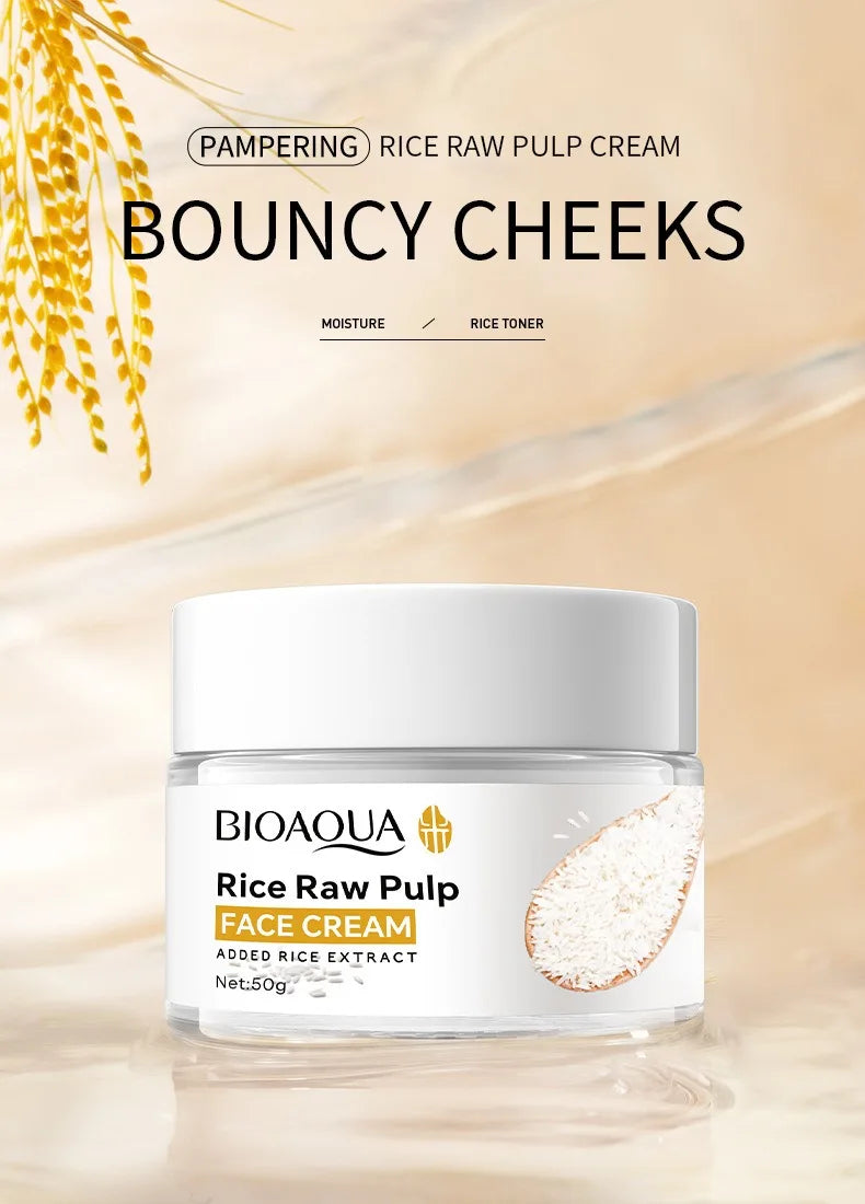 BIOAOUA Rice Puree – Limpiador Facial con Extracto de Arroz Reduce arrugas | Suaviza la piel | Mejora la textura | Hidrata | Nutre | Limpia profundamente
