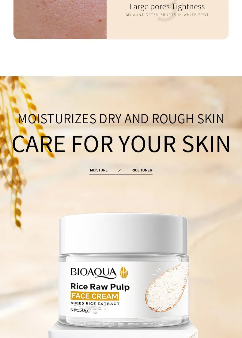BIOAOUA Rice Puree – Limpiador Facial con Extracto de Arroz Reduce arrugas | Suaviza la piel | Mejora la textura | Hidrata | Nutre | Limpia profundamente